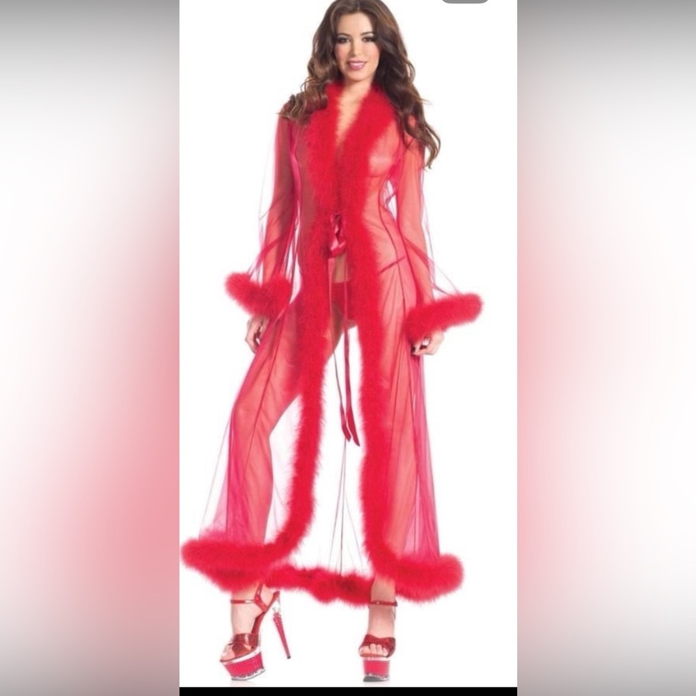 Victoria’s Secret💐Slippers ❤️INC Teddy❤️Long Sheer Feather Robe & 🎁